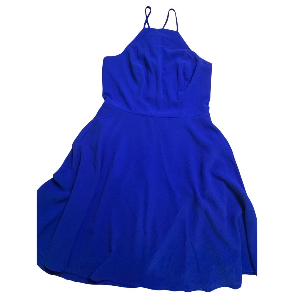 B. Smart Royal Blue Halter Lace Back Fit and Flare Dress Size 5 J84LT495